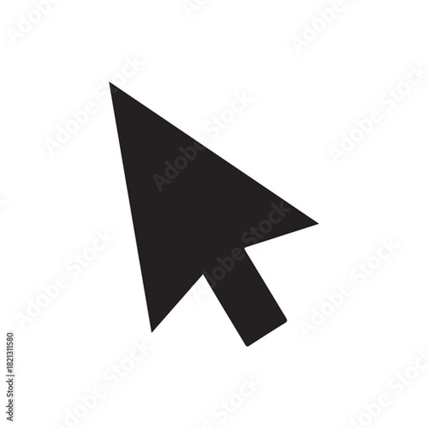 Fototapeta Computer mouse click pointer cursor arrow silhouette vector flat illustration design on white background