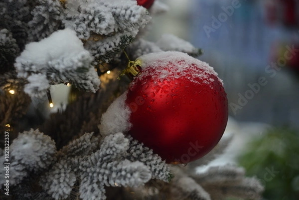 Obraz red christmas ball