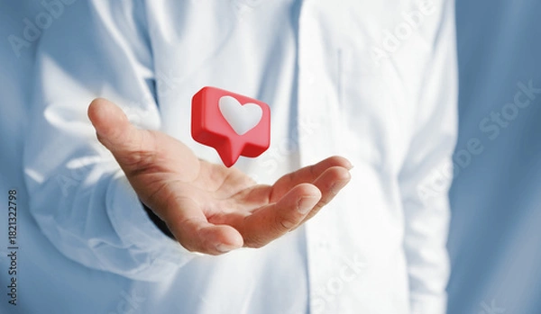 Fototapeta Hand Holding Social Media Like Notifications