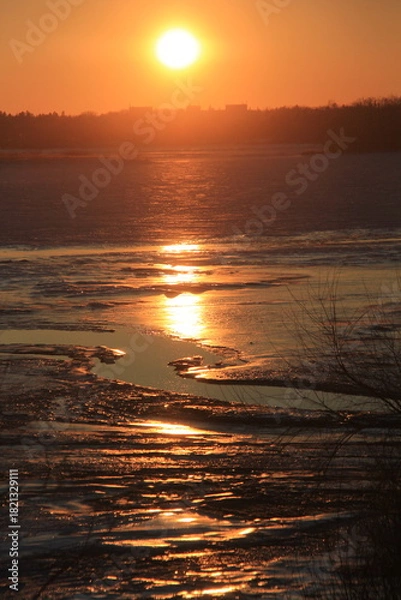 Fototapeta The  Wascana Park Lake is Frozen.