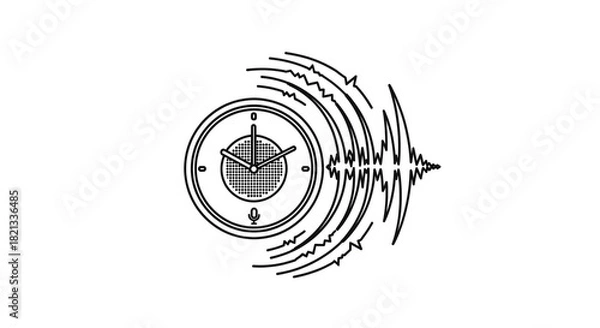 Obraz Smartwatch concept with sound wave visualization, perfect for technology presentations and futuristic designs, explore cutting-edge wearables and digital innovation now