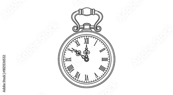 Obraz Vintage pocket watch with Roman numerals capturing timeless elegance and classic design, perfect for historical themes and vintage inspired projects