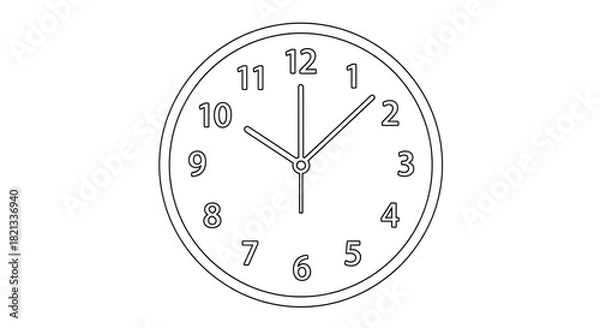 Obraz Learn to tell time with this clear clock face showing ten after twelve, perfect for educational materials and planning schedules in a simple design