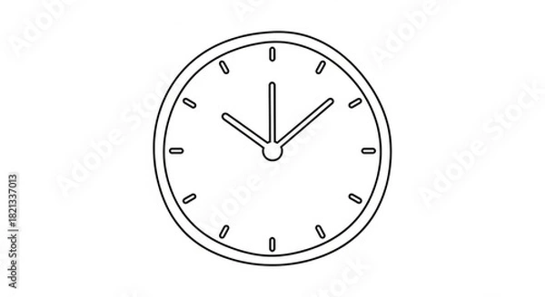 Obraz Clock face outline showing 11:05, perfect for time management, deadlines, and scheduling concepts in modern presentations and educational materials