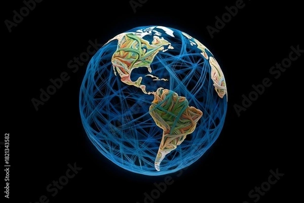 Obraz Abstract Earth Globe with Network Connections