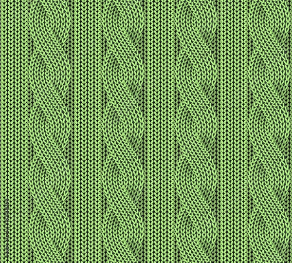 Obraz Green seamless pattern of knitting. Vector image.