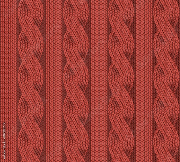 Obraz Red seamless pattern of knitting. Vector image.