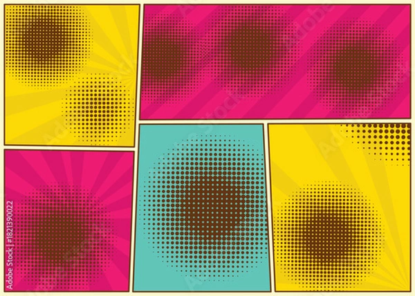 Fototapeta Comic book page divided by lines, retro background mock-up, comics template, vector illustration