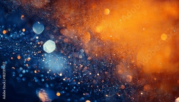 Fototapeta Abstract Textured Background With Blurred Dark Blue And Bright Orange Splashes