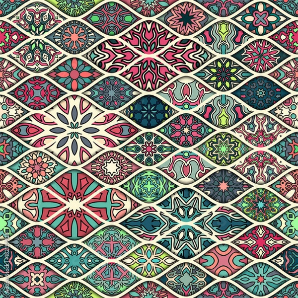 Fototapeta Seamless pattern. Vintage decorative elements. Hand drawn background. Islam, Arabic, Indian, ottoman motifs. Perfect for printing on fabric or paper.