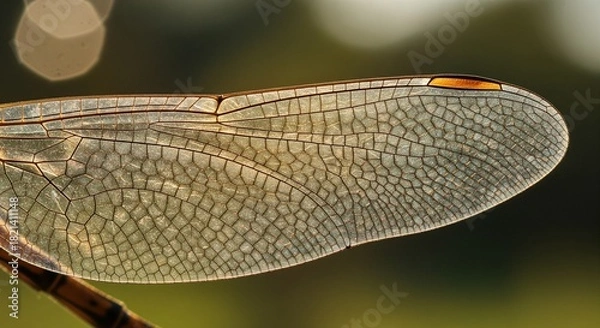 Fototapeta Macro side-angle capturing detailed insect wing textures and soft bokeh