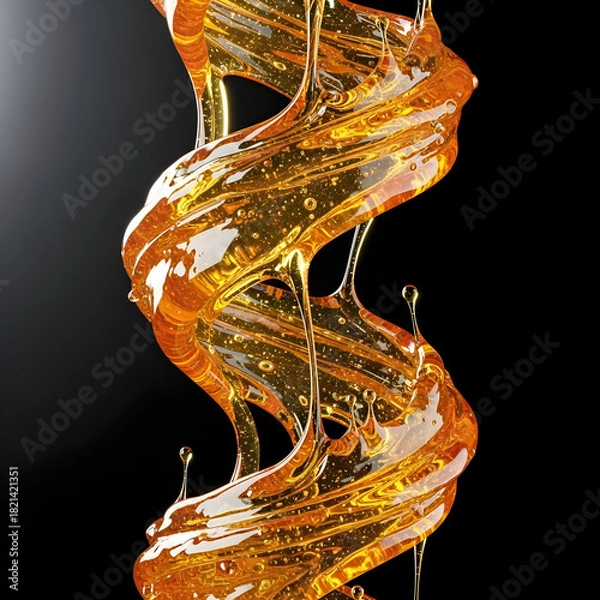 Obraz Viscous golden liquid cascades and twists in a mesmerizing spiral against a dark background