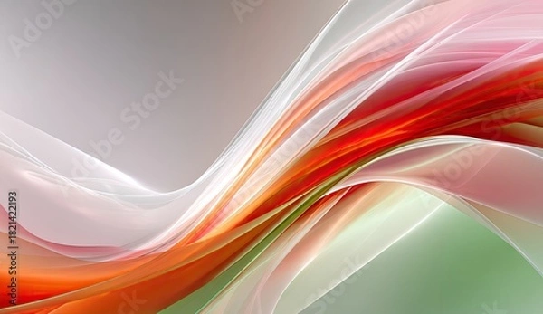Fototapeta Abstract digital artwork featuring flowing, vibrant ribbons of color over a neutral background