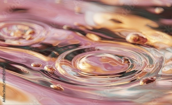 Fototapeta Abstract digital rendering of water ripples, creating circles with reflective light
