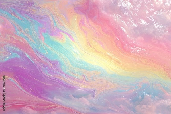Fototapeta Abstract, dreamy, colorful swirl of pastel hues, resembling clouds and light