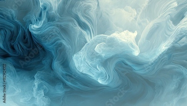 Fototapeta Abstract ethereal artwork with swirling, flowing patterns in shades of blue and white