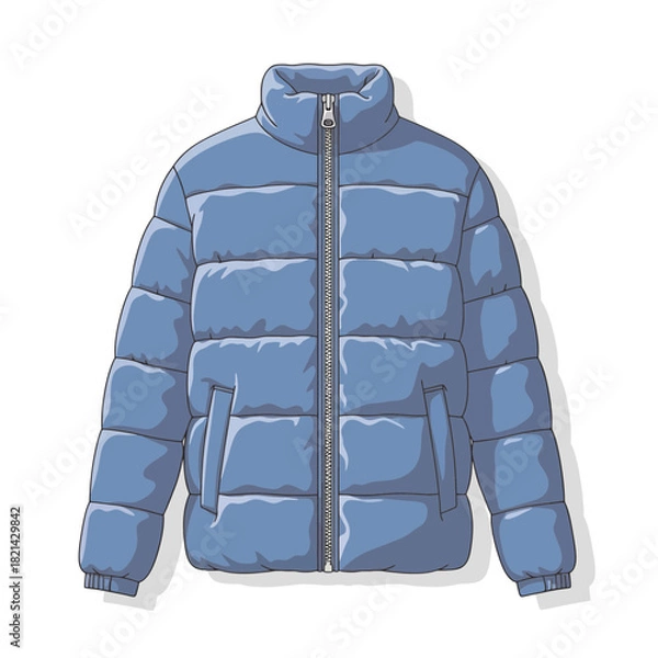 Fototapeta Stay warm and stylish with this fashionable puffer jacket, perfect for cold weather adventures and everyday wear, embrace cozy comfort and modern style