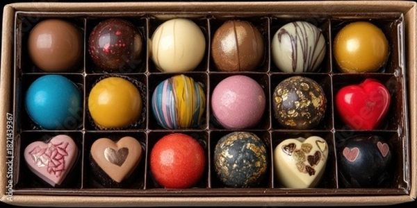 Obraz Assorted Chocolates in a Box - A Sweet Indulgence.
