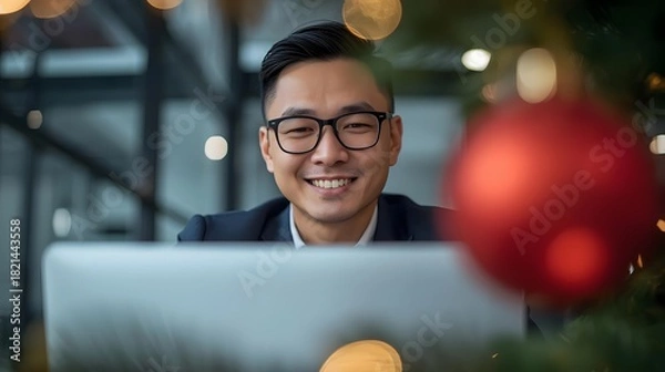Obraz man with laptop computer