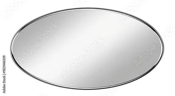 Fototapeta Oval mirror with a thin frame, isolated on transparent background