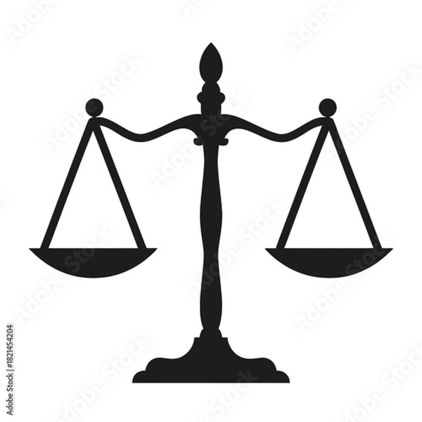 Fototapeta Scales of justice balancing symbol isolated on white background, law and fairness concept isolated on white background, Vector, illustration