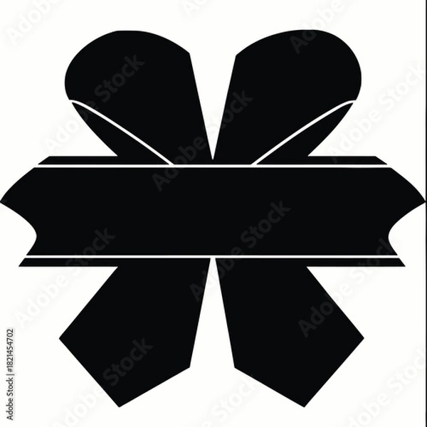 Fototapeta Black bow tie ribbon banner blank isolated on white background symbol graphic isolated on white background, Vector, illustration