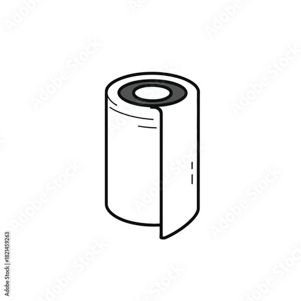 Fototapeta Roll of paper with dark core isolated on white background, simple vector icon isolated on white background, Vector, illustration