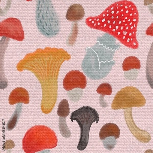 Fototapeta mushrooms seamless pattern