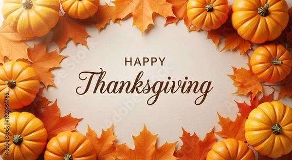 Obraz Happy Thanksgiving Black Background with Autumn Leaves