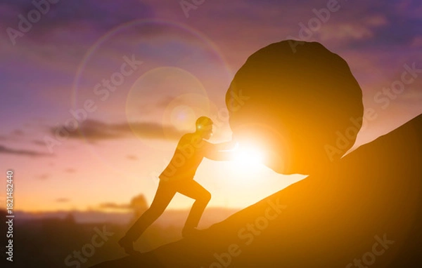 Fototapeta Pushing Through Obstacles silhouette