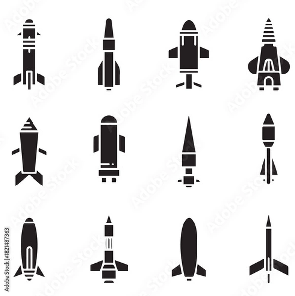 Obraz torpedo missile icons vector set