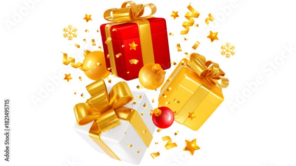 Obraz 3D New Year gift boxes