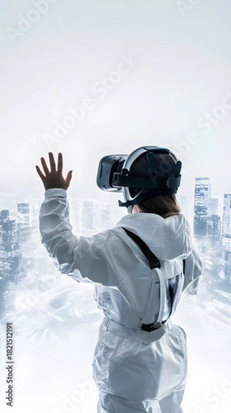 Obraz a person wearing noise-cancelling headphones - intensely focused on playing a strategy game on their computer. vertical - white background