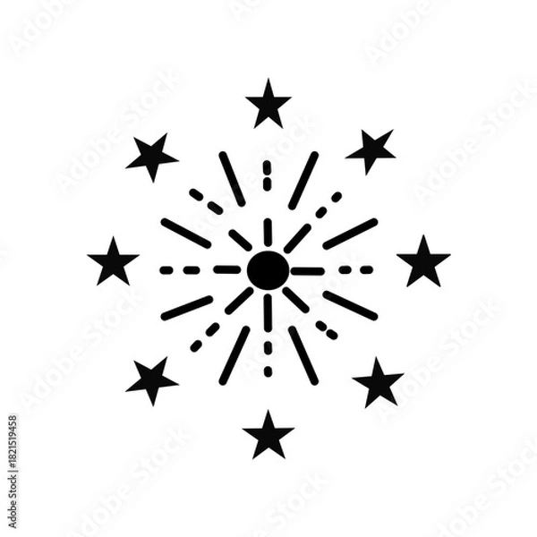 Obraz Fireworks isolated on dark transparent background