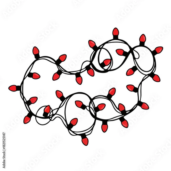 Fototapeta Festive Red String Lights An Illuminated Swirl for Holiday and Celebration Designs