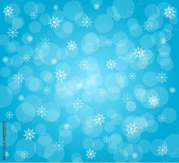 Fototapeta Winter blue background with bokeh effect