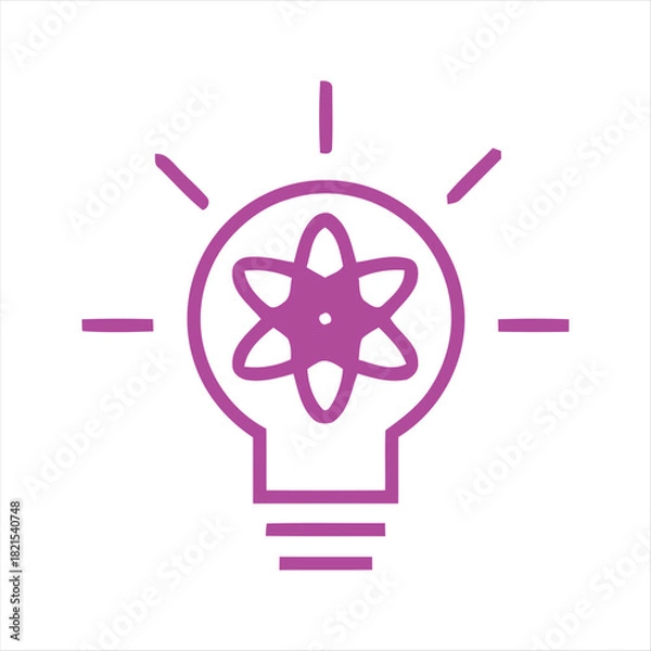 Fototapeta Science and Innovation A Light Bulb with an Atom Inside, Representing Ideas and Progress