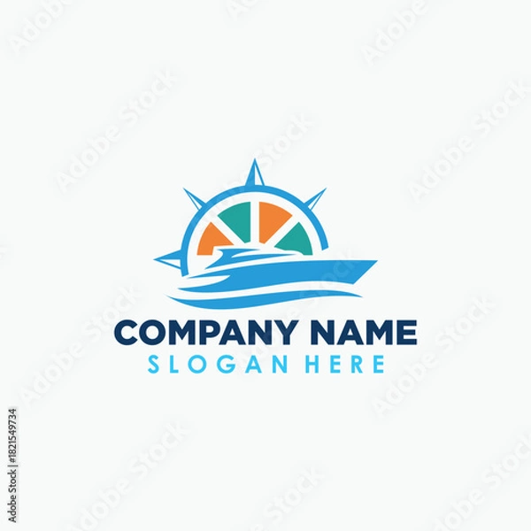 Fototapeta cruise ship elegant logo design template, transportation logo