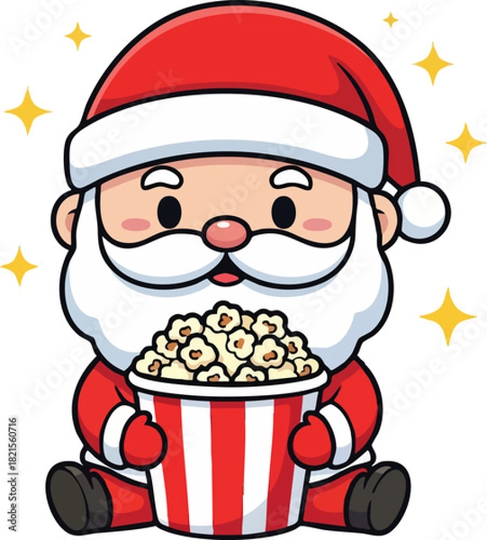 Obraz Adorable Chibi Santa Claus with Popcorn Vector