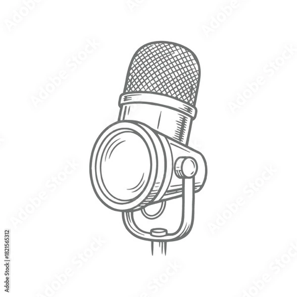 Fototapeta Vintage Hand-Drawn Microphone Sketch