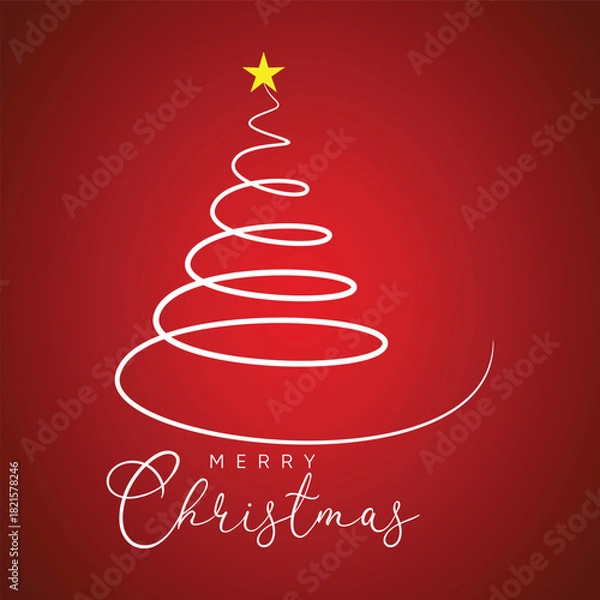 Fototapeta Modern Minimal Christmas Tree with Star