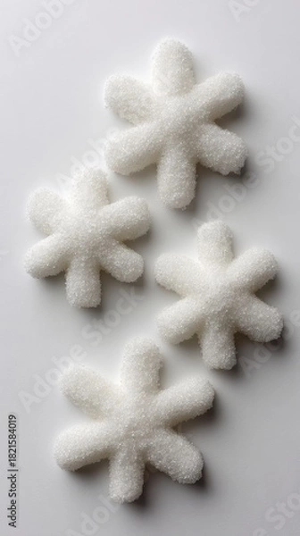 Fototapeta Creative winter concept: sugar snowflakes on white background for decoration and design
