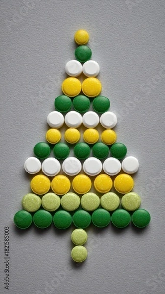 Obraz Creative christmas tree design using colorful pills for festive decoration