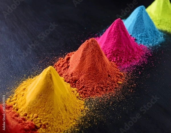 Fototapeta colorful powder piles arranged in a diagonal line