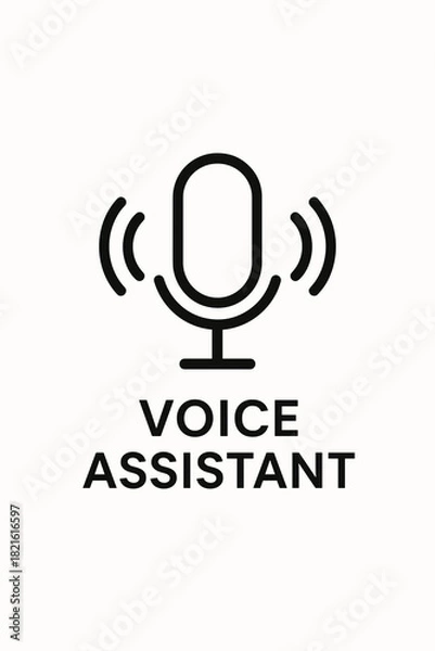 Obraz Voice assistant icon with microphone symbol and sound waves