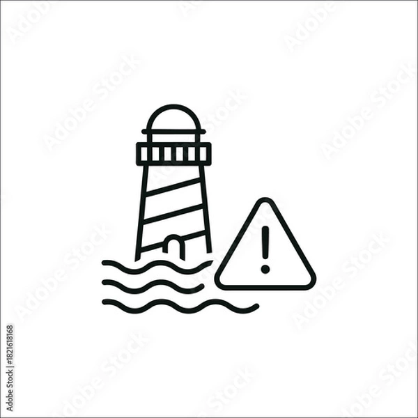 Fototapeta Lighthouse warning signal with flood alert graphic