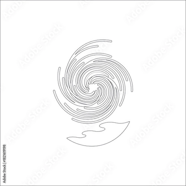 Fototapeta Dynamic coastal cyclone impact graphic with weather elements