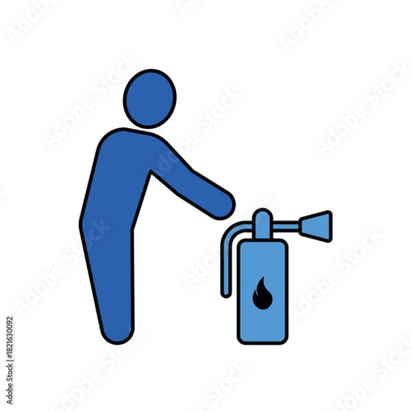 Fototapeta Fire Drill icon outline editable stroke line drawing eps.