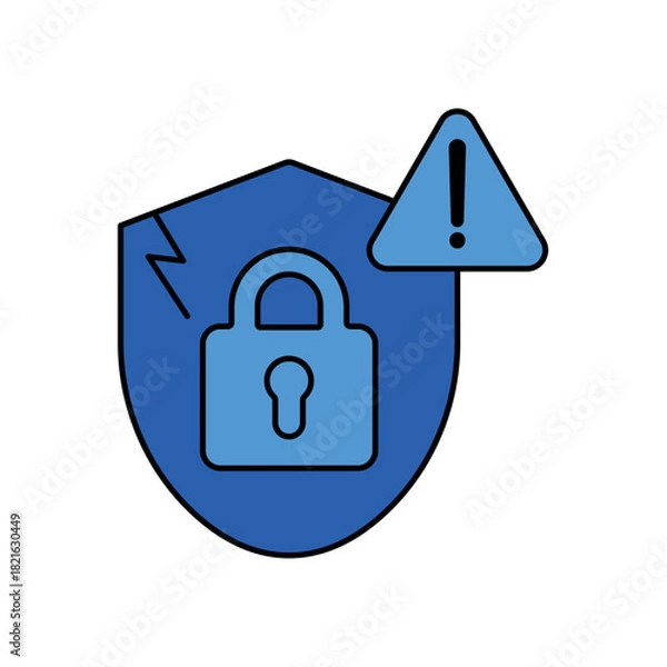 Fototapeta Security Breach icon outline editable stroke line drawing eps.