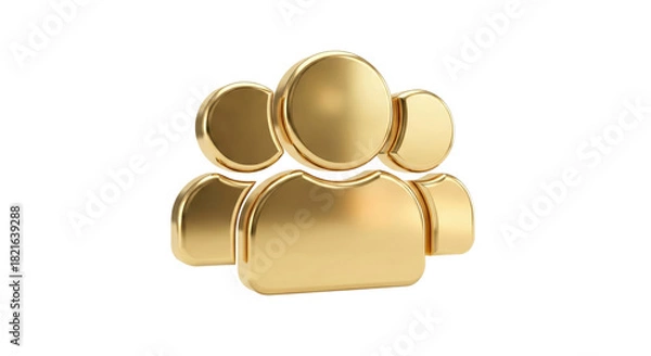 Fototapeta 3D Golden People Icon on an Isolated Transparent Backdrop Symbolizing Community and Collaboration